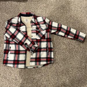 Red and blue plaid sherpa jacket